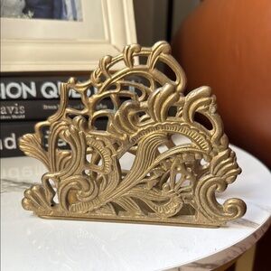 Vintage Teleflora Brass Gold Napkin or Letter Holder